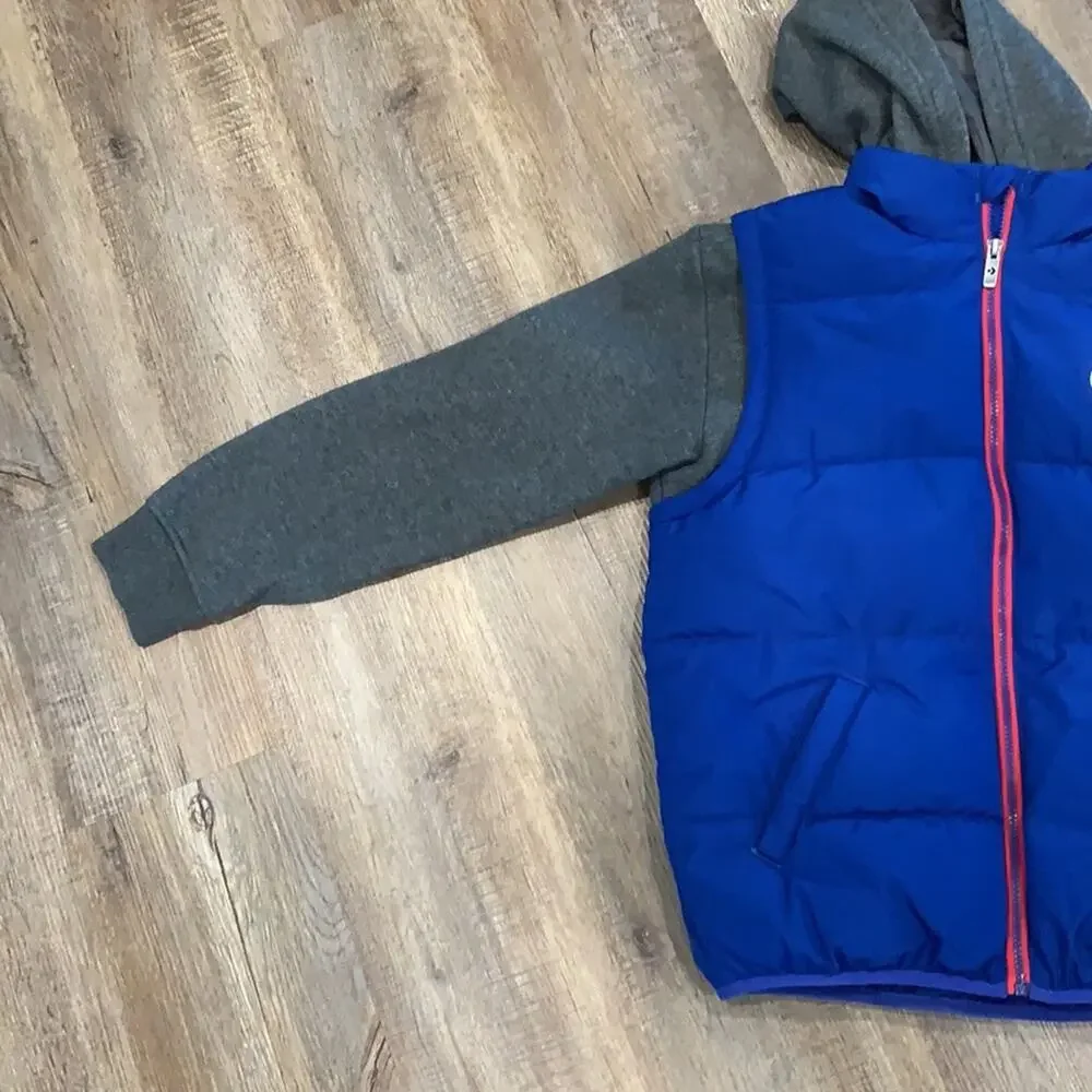 CONVERSE Kids Blue Quilted Puffer Jacket Sz L